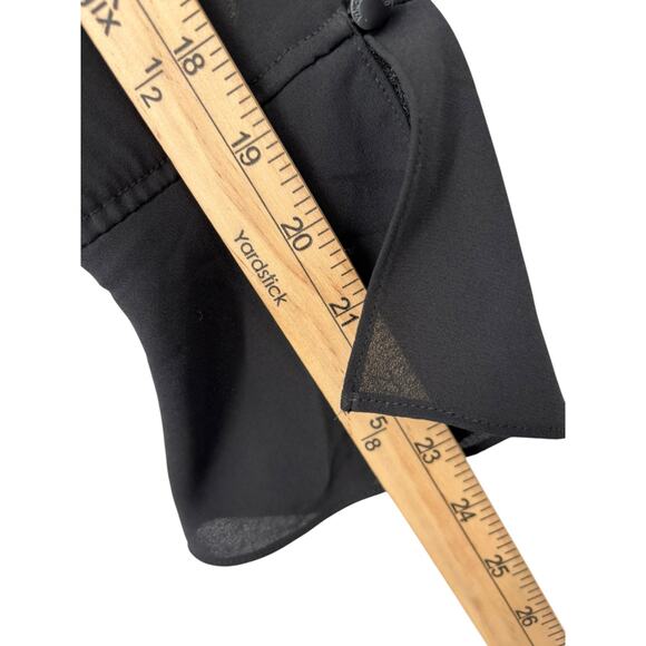 Vince Camuto Gathered Front Hi Lo Chiffon Blouse XS New Black Flutter Sleeve - Picture 4 of 8